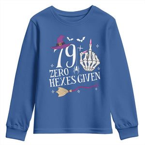 80th Birthday Halloween Youth Sweatshirt 79 Plus Middle Finger Zero Hexes Given Gift For Women TS14 Royal Blue Print Your Wear