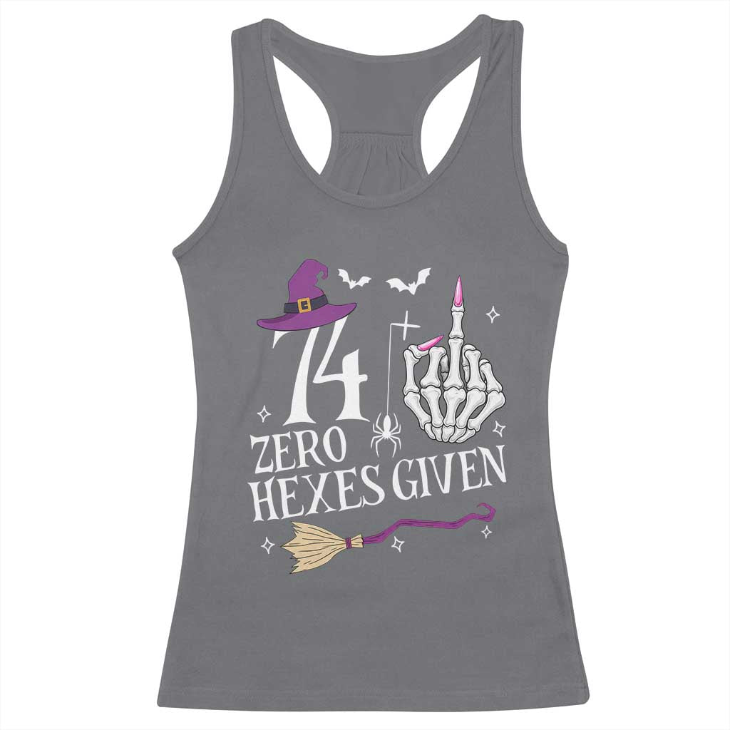 75th Birthday Halloween Racerback Tank Top 74 Plus Middle Finger Zero Hexes Given Gift For Women TS14 Charcoal Print Your Wear