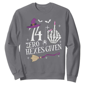 75th Birthday Halloween Sweatshirt 74 Plus Middle Finger Zero Hexes Given Gift For Women TS14 Charcoal Print Your Wear