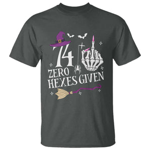 75th Birthday Halloween T Shirt 74 Plus Middle Finger Zero Hexes Given Gift For Women TS14 Dark Heather Print Your Wear