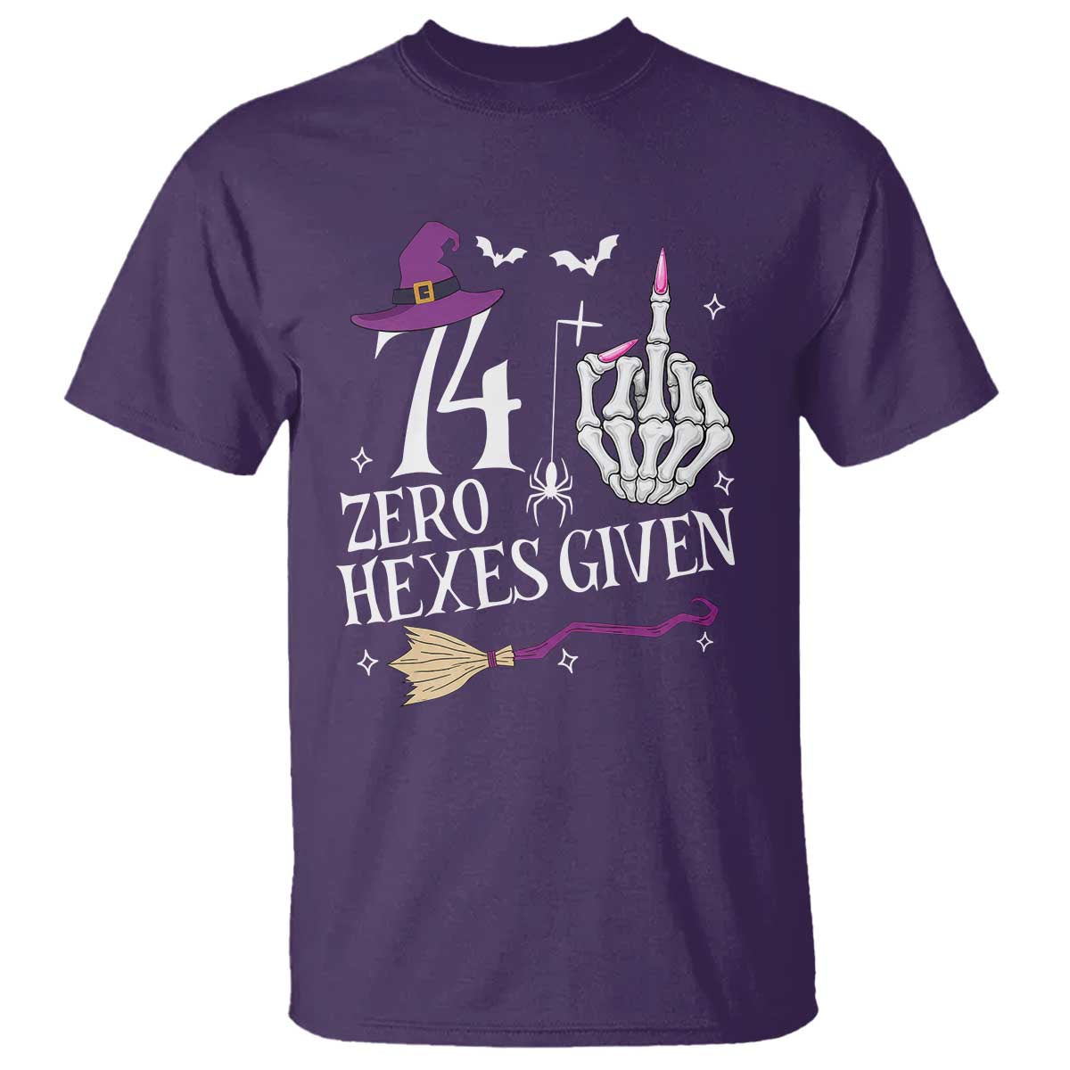 75th Birthday Halloween T Shirt 74 Plus Middle Finger Zero Hexes Given Gift For Women TS14 Purple Print Your Wear