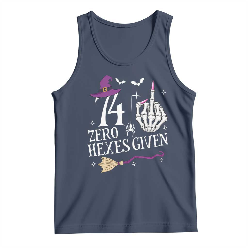 75th Birthday Halloween Tank Top 74 Plus Middle Finger Zero Hexes Given Gift For Women TS14 Navy Print Your Wear
