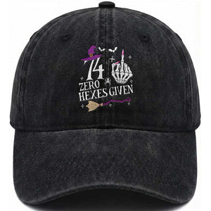 75th Birthday Halloween Washed Cotton Baseball Cap 74 Plus Middle Finger Zero Hexes Given Gift For Women TS14 Print Your Wear