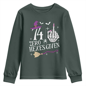 75th Birthday Halloween Youth Sweatshirt 74 Plus Middle Finger Zero Hexes Given Gift For Women TS14 Dark Forest Green Print Your Wear