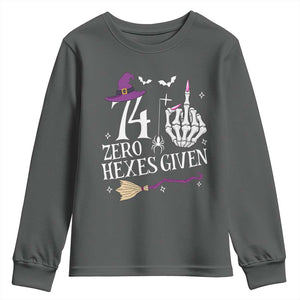 75th Birthday Halloween Youth Sweatshirt 74 Plus Middle Finger Zero Hexes Given Gift For Women TS14 Dark Heather Print Your Wear