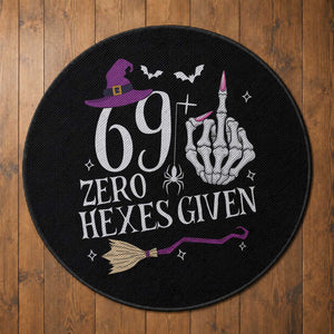 70th Birthday Halloween Round Rug 69 Plus Middle Finger Zero Hexes Given Gift For Women