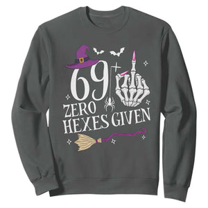 70th Birthday Halloween Sweatshirt 69 Plus Middle Finger Zero Hexes Given Gift For Women TS14 Dark Heather Print Your Wear