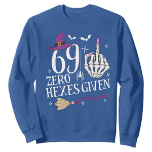 70th Birthday Halloween Sweatshirt 69 Plus Middle Finger Zero Hexes Given Gift For Women TS14 Royal Blue Print Your Wear