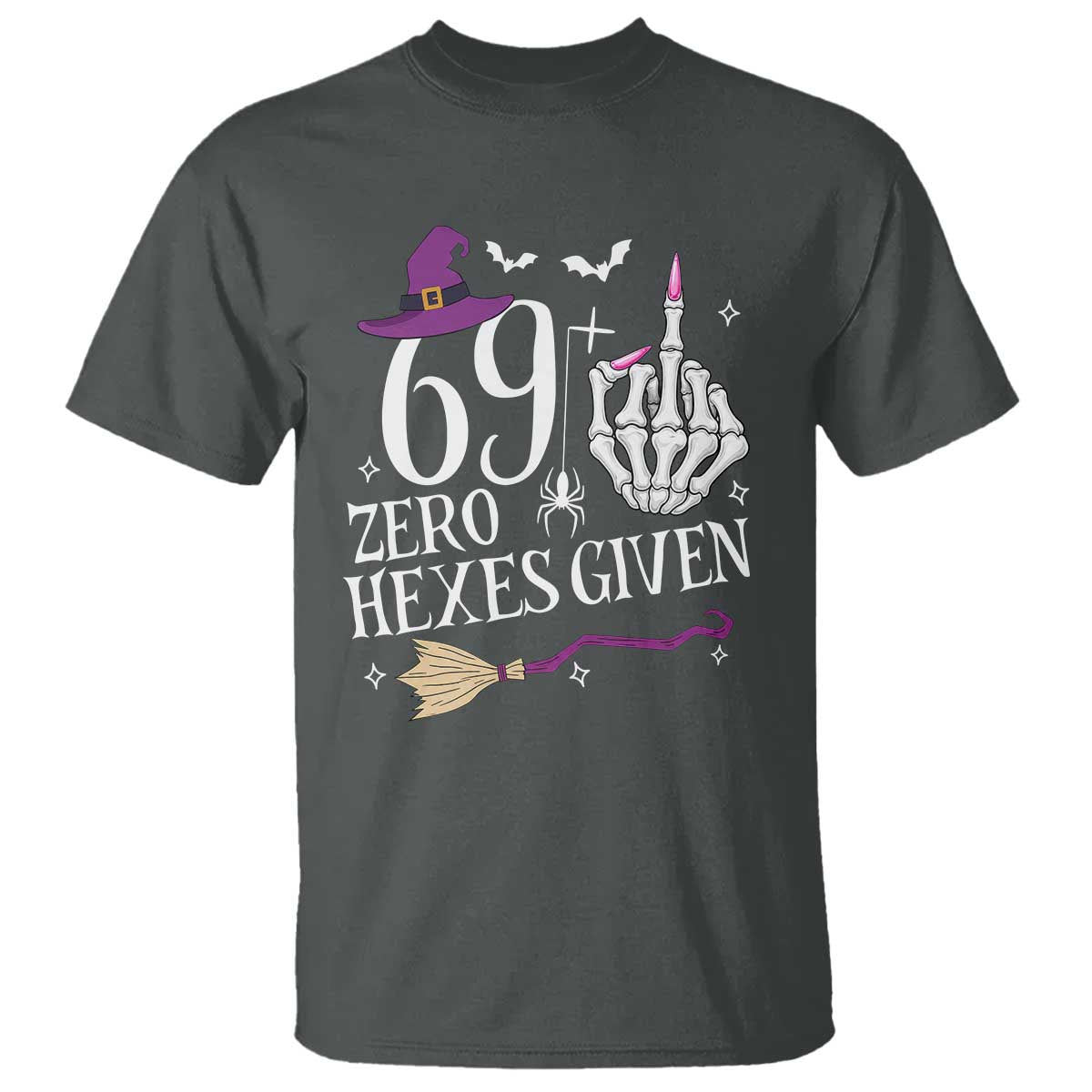 70th Birthday Halloween T Shirt 69 Plus Middle Finger Zero Hexes Given Gift For Women TS14 Dark Heather Print Your Wear