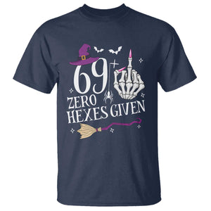 70th Birthday Halloween T Shirt 69 Plus Middle Finger Zero Hexes Given Gift For Women TS14 Navy Print Your Wear
