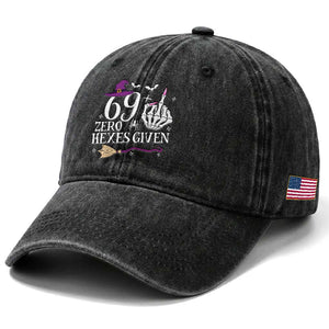 70th Birthday Halloween Washed Cotton Baseball Cap 69 Plus Middle Finger Zero Hexes Given Gift For Women TS14 Print Your Wear