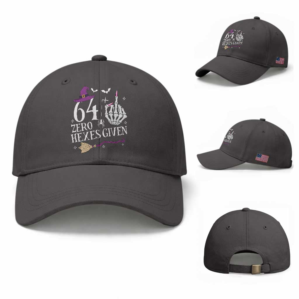 65th Birthday Halloween Baseball Cap 64 Plus Middle Finger Zero Hexes Given Gift For Women TS14 Baseball Cap Universal Fit Dark Gray Print Your Wear