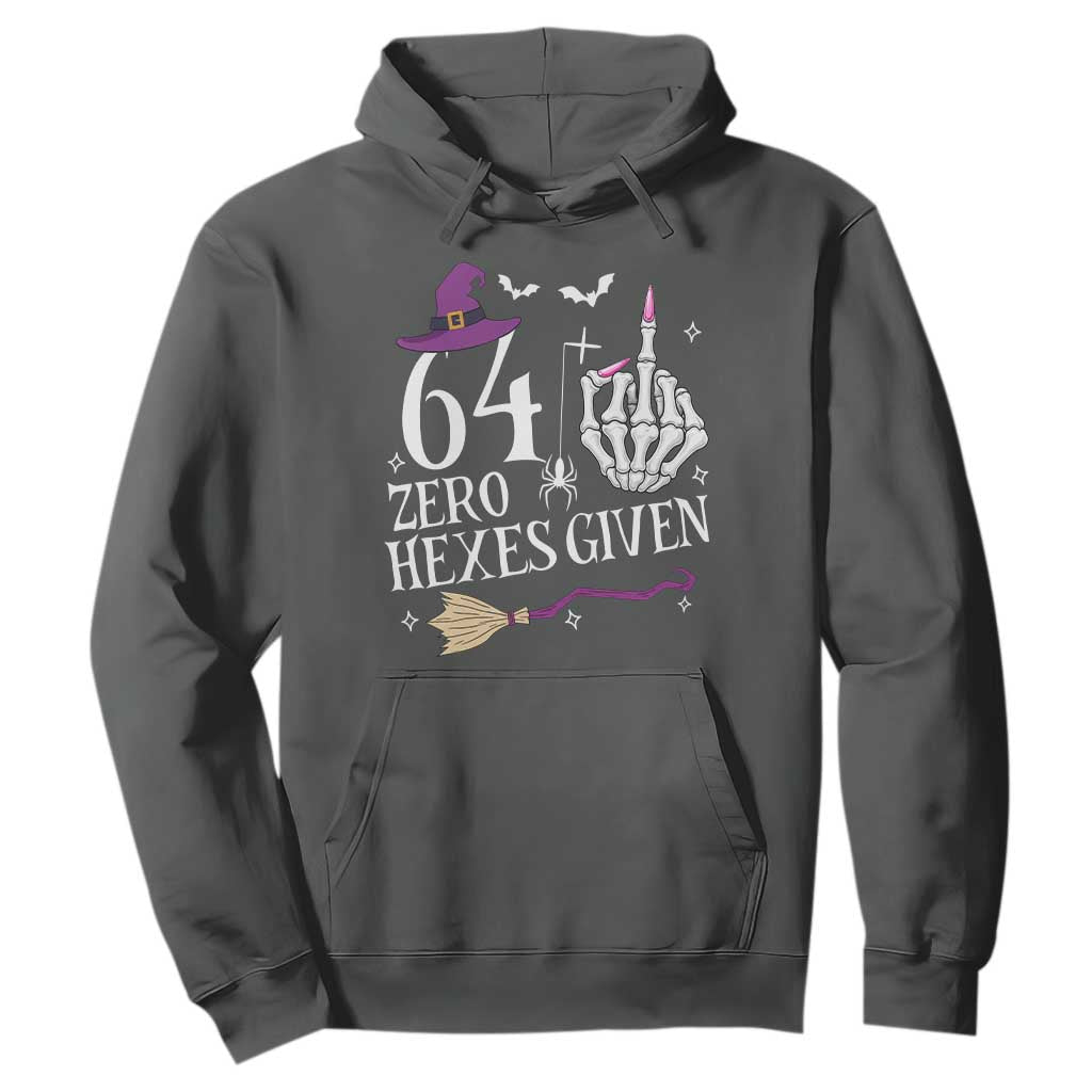 65th Birthday Halloween Hoodie 64 Plus Middle Finger Zero Hexes Given Gift For Women TS14 Dark Heather Print Your Wear