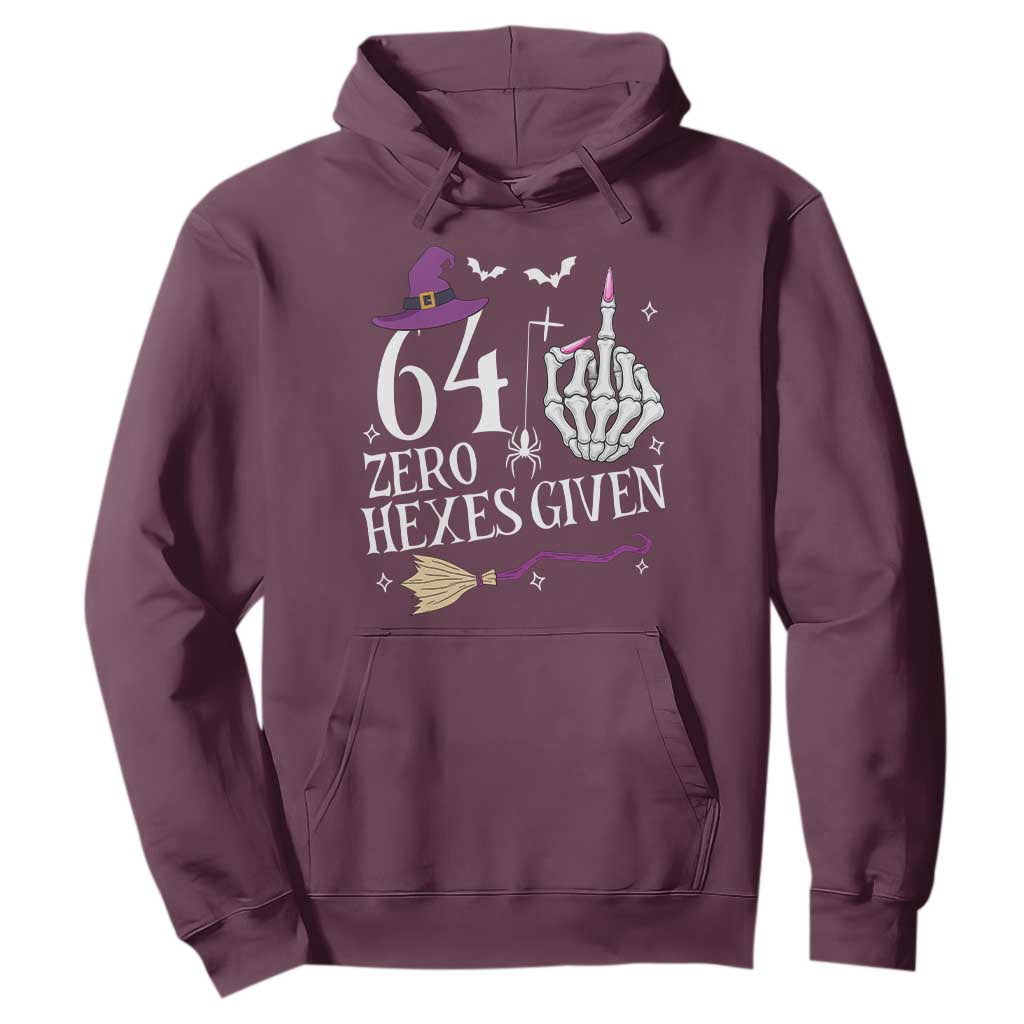 65th Birthday Halloween Hoodie 64 Plus Middle Finger Zero Hexes Given Gift For Women TS14 Maroon Print Your Wear