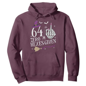 65th Birthday Halloween Hoodie 64 Plus Middle Finger Zero Hexes Given Gift For Women TS14 Maroon Print Your Wear
