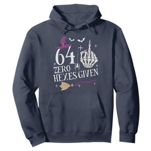 65th Birthday Halloween Hoodie 64 Plus Middle Finger Zero Hexes Given Gift For Women TS14 Navy Print Your Wear