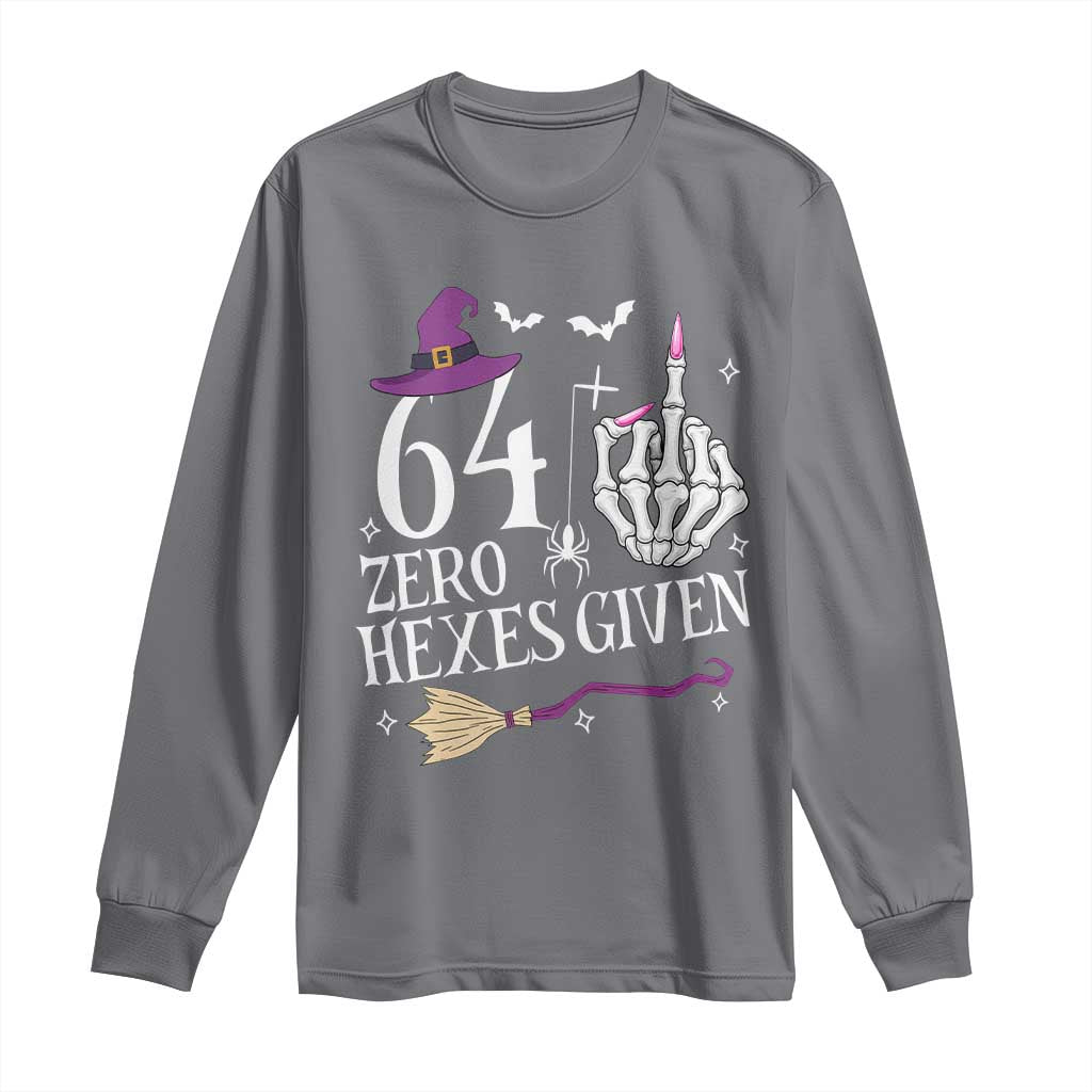 65th Birthday Halloween Long Sleeve Shirt 64 Plus Middle Finger Zero Hexes Given Gift For Women TS14 Charcoal Print Your Wear