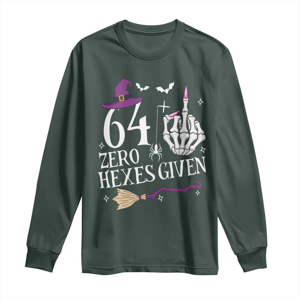 65th Birthday Halloween Long Sleeve Shirt 64 Plus Middle Finger Zero Hexes Given Gift For Women TS14 Dark Forest Green Print Your Wear