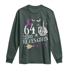 65th Birthday Halloween Long Sleeve Shirt 64 Plus Middle Finger Zero Hexes Given Gift For Women TS14 Dark Forest Green Print Your Wear