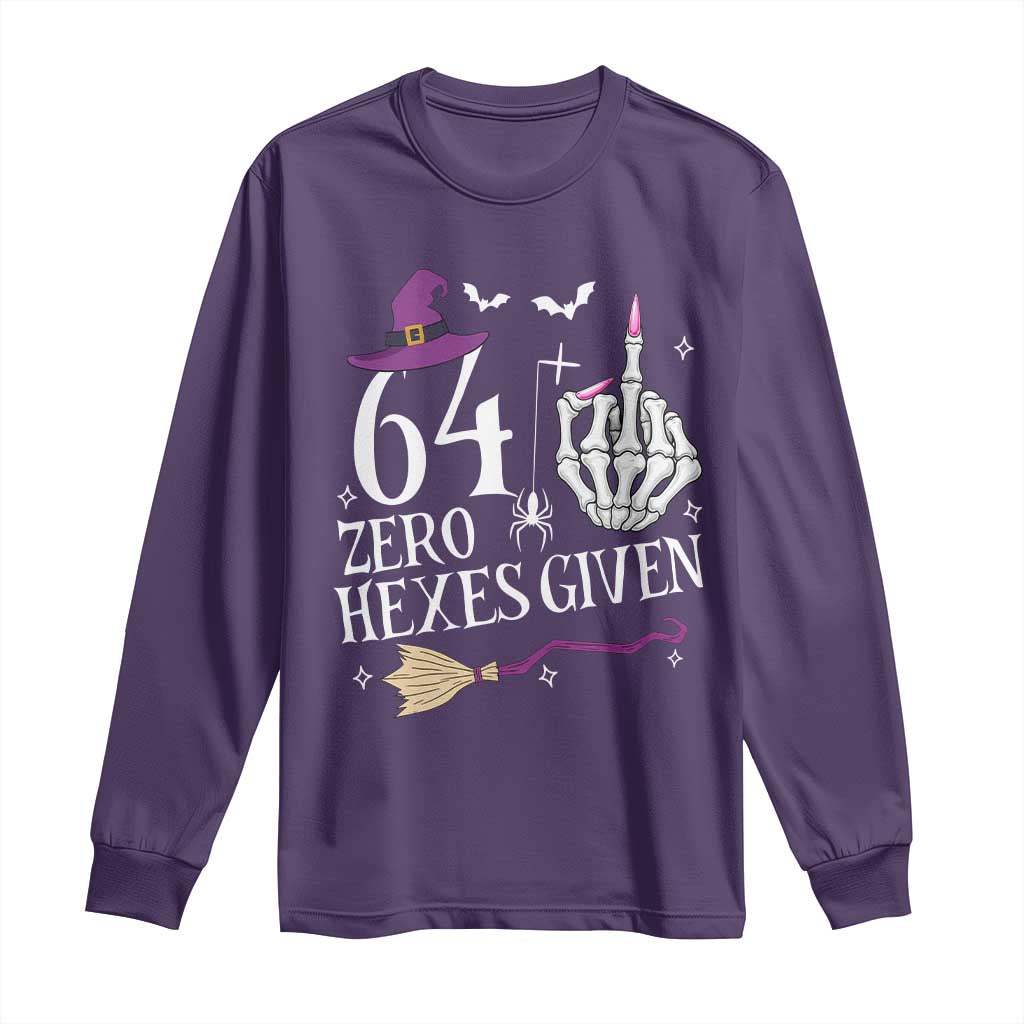 65th Birthday Halloween Long Sleeve Shirt 64 Plus Middle Finger Zero Hexes Given Gift For Women TS14 Purple Print Your Wear