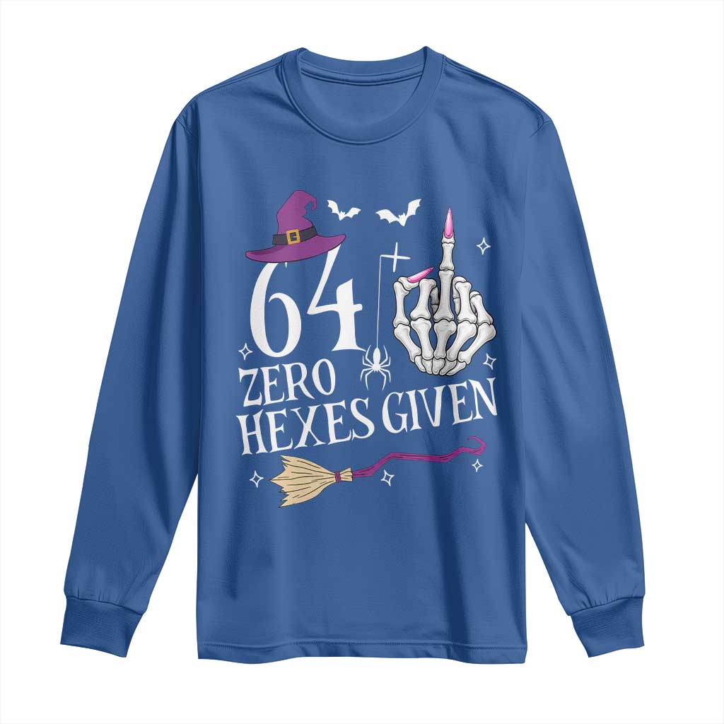 65th Birthday Halloween Long Sleeve Shirt 64 Plus Middle Finger Zero Hexes Given Gift For Women TS14 Royal Blue Print Your Wear