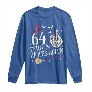 65th Birthday Halloween Long Sleeve Shirt 64 Plus Middle Finger Zero Hexes Given Gift For Women TS14 Royal Blue Print Your Wear