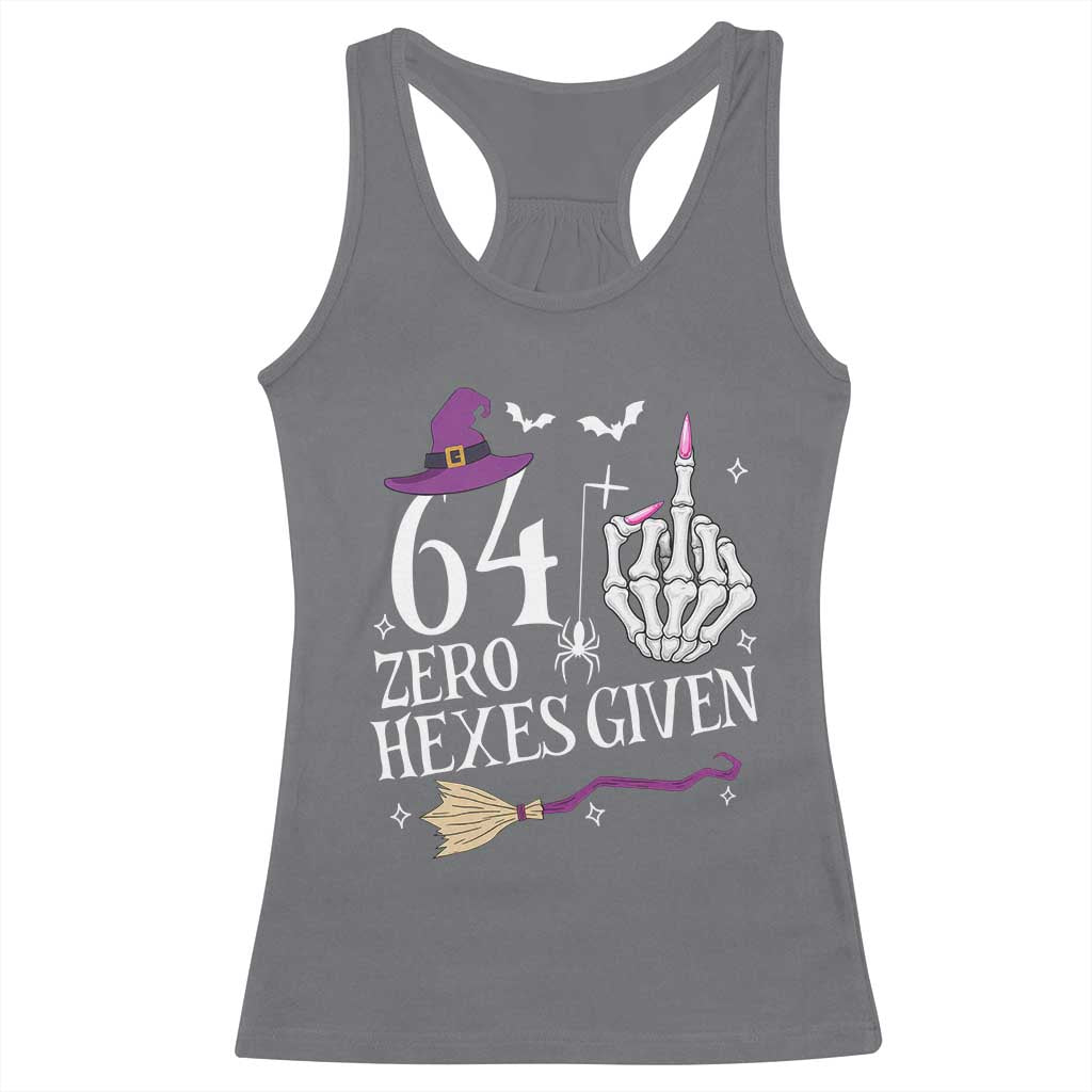 65th Birthday Halloween Racerback Tank Top 64 Plus Middle Finger Zero Hexes Given Gift For Women TS14 Charcoal Print Your Wear