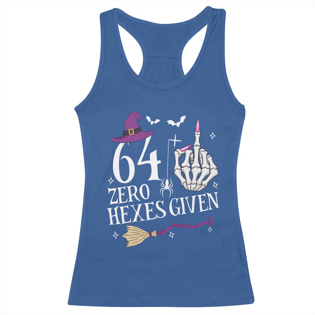65th Birthday Halloween Racerback Tank Top 64 Plus Middle Finger Zero Hexes Given Gift For Women TS14 Royal Blue Print Your Wear
