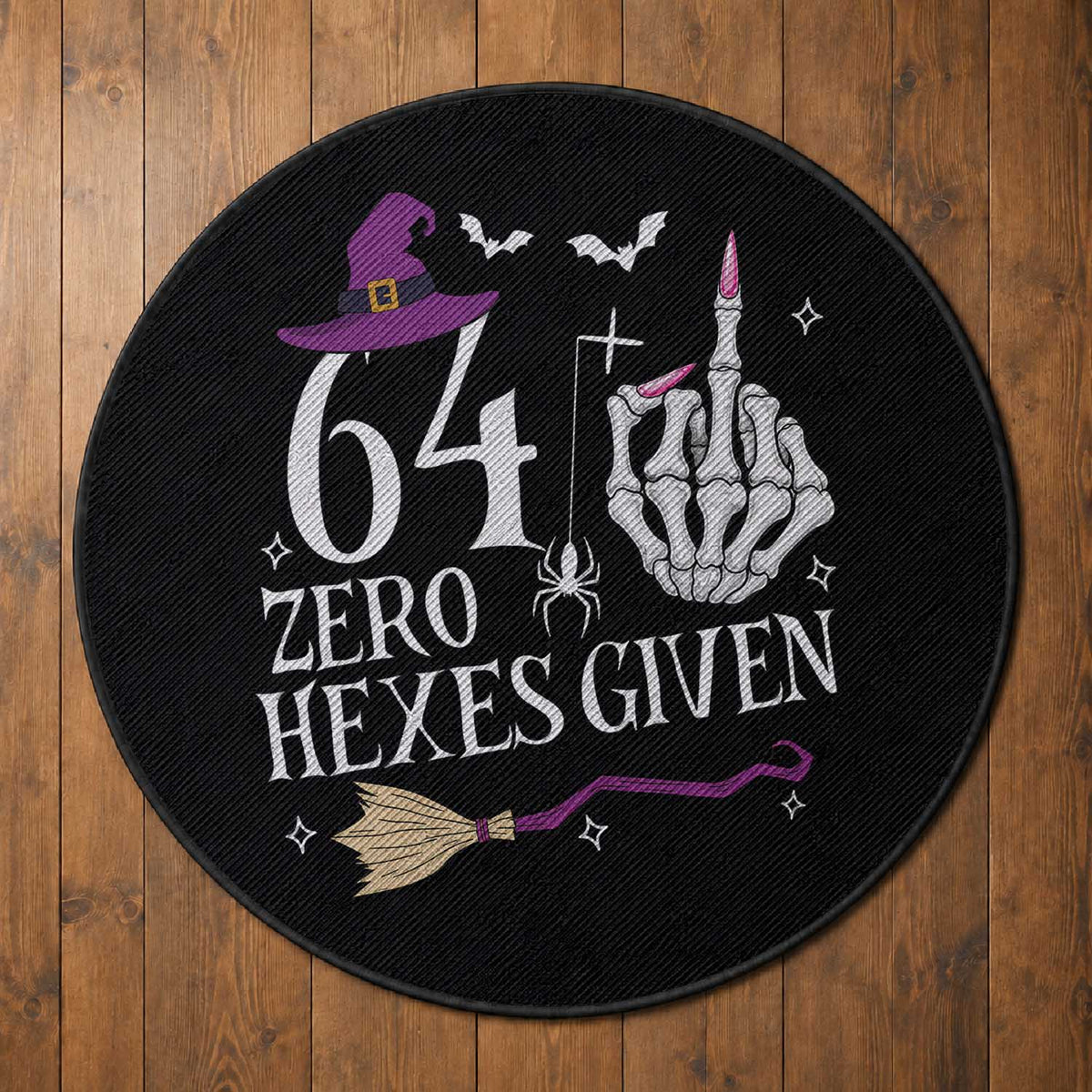 65th Birthday Halloween Round Rug 64 Plus Middle Finger Zero Hexes Given Gift For Women
