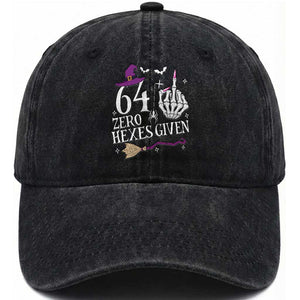 65th Birthday Halloween Washed Cotton Baseball Cap 64 Plus Middle Finger Zero Hexes Given Gift For Women TS14 Print Your Wear