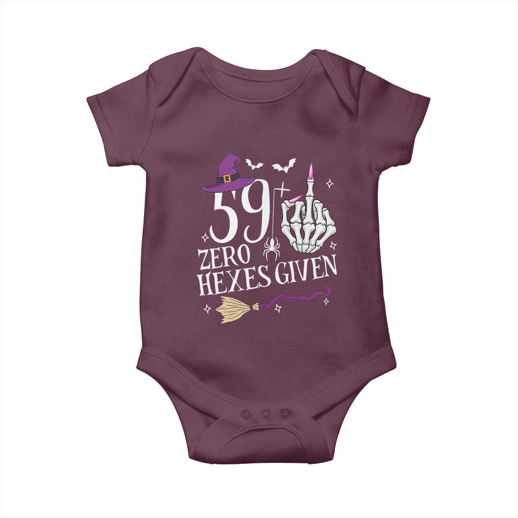60th Birthday Halloween Baby Onesie 59 Plus Middle Finger Zero Hexes Given Gift For Women TS14 Maroon Print Your Wear
