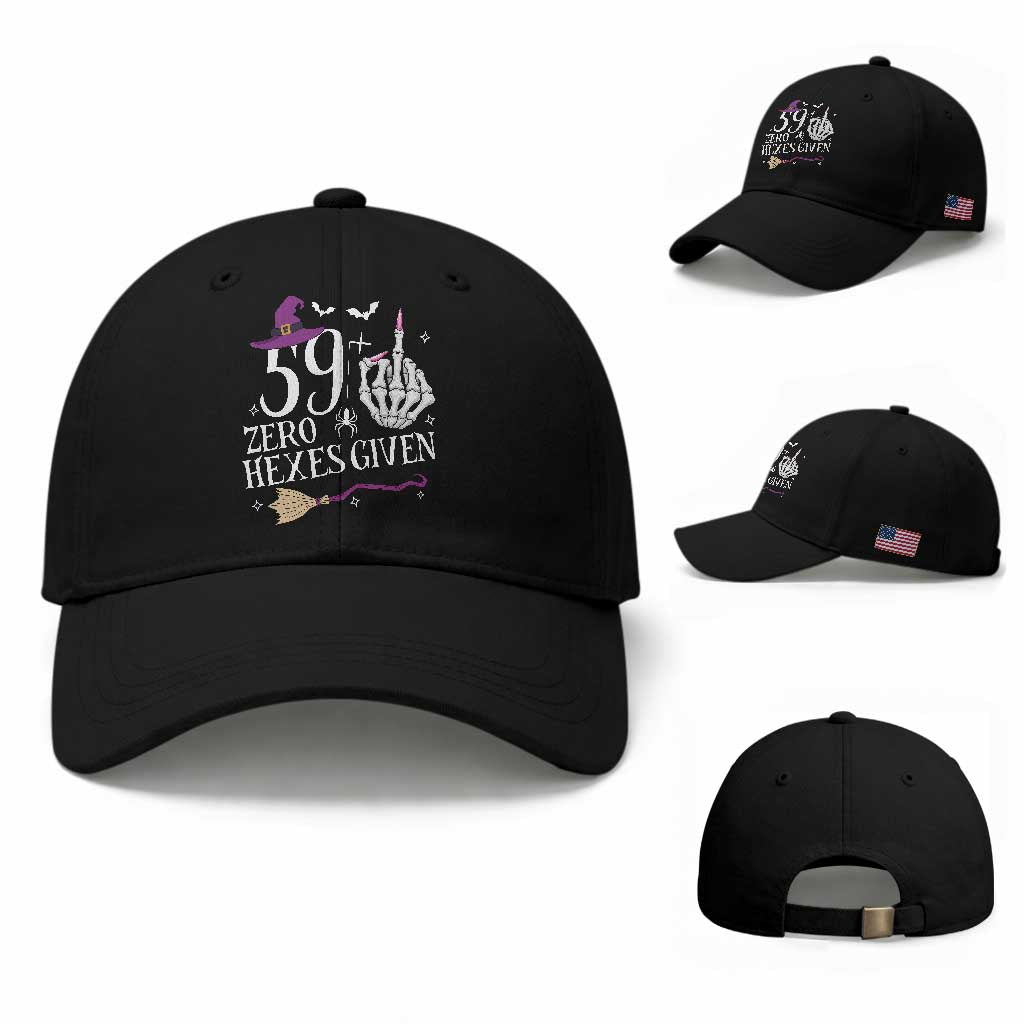 60th Birthday Halloween Baseball Cap 59 Plus Middle Finger Zero Hexes Given Gift For Women TS14 Baseball Cap Universal Fit Black Print Your Wear