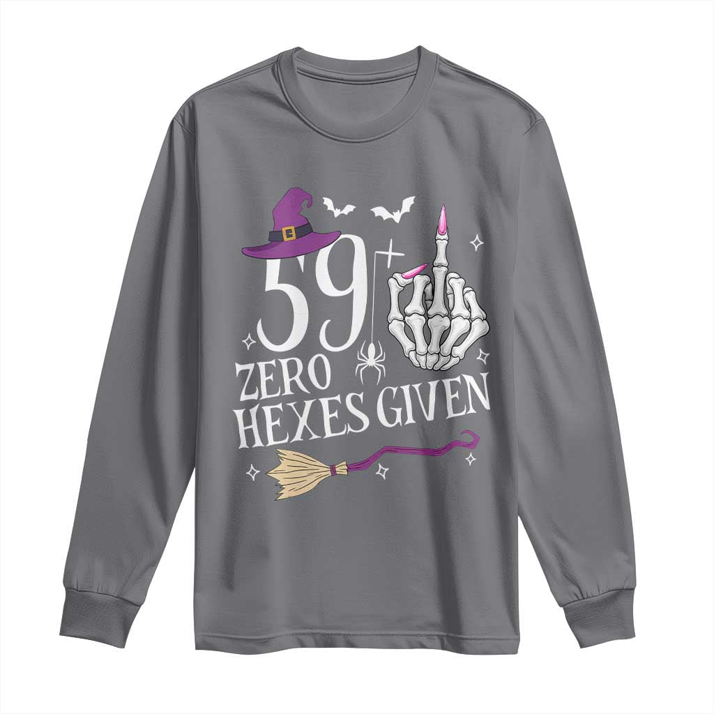 60th Birthday Halloween Long Sleeve Shirt 59 Plus Middle Finger Zero Hexes Given Gift For Women TS14 Charcoal Print Your Wear
