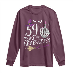 60th Birthday Halloween Long Sleeve Shirt 59 Plus Middle Finger Zero Hexes Given Gift For Women TS14 Maroon Print Your Wear