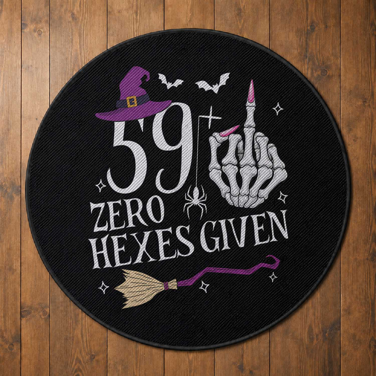 60th Birthday Halloween Round Rug 59 Plus Middle Finger Zero Hexes Given Gift For Women