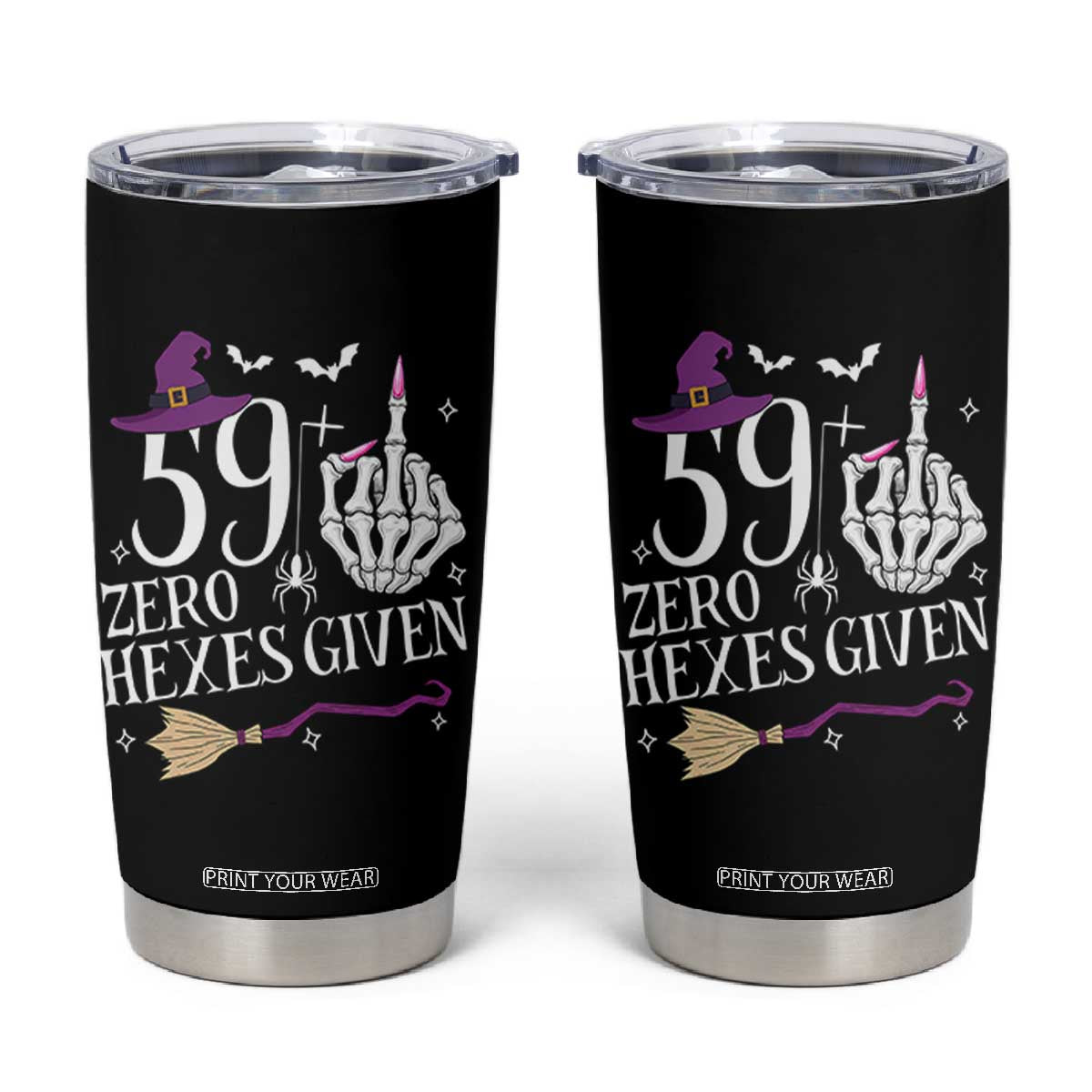 60th Birthday Halloween Tumbler Cup 59 Plus Middle Finger Zero Hexes Given Gift For Women TS14 Black Print Your Wear