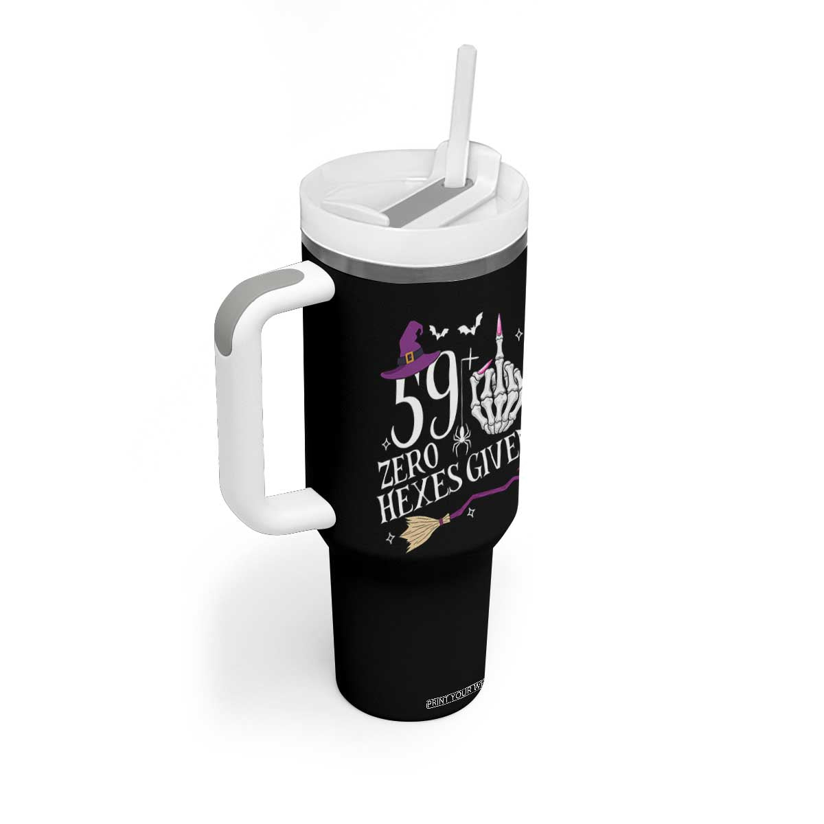 60th Birthday Halloween Tumbler With Handle 59 Plus Middle Finger Zero Hexes Given Gift For Women TS14 Print Your Wear