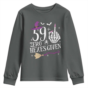 60th Birthday Halloween Youth Sweatshirt 59 Plus Middle Finger Zero Hexes Given Gift For Women TS14 Dark Heather Print Your Wear
