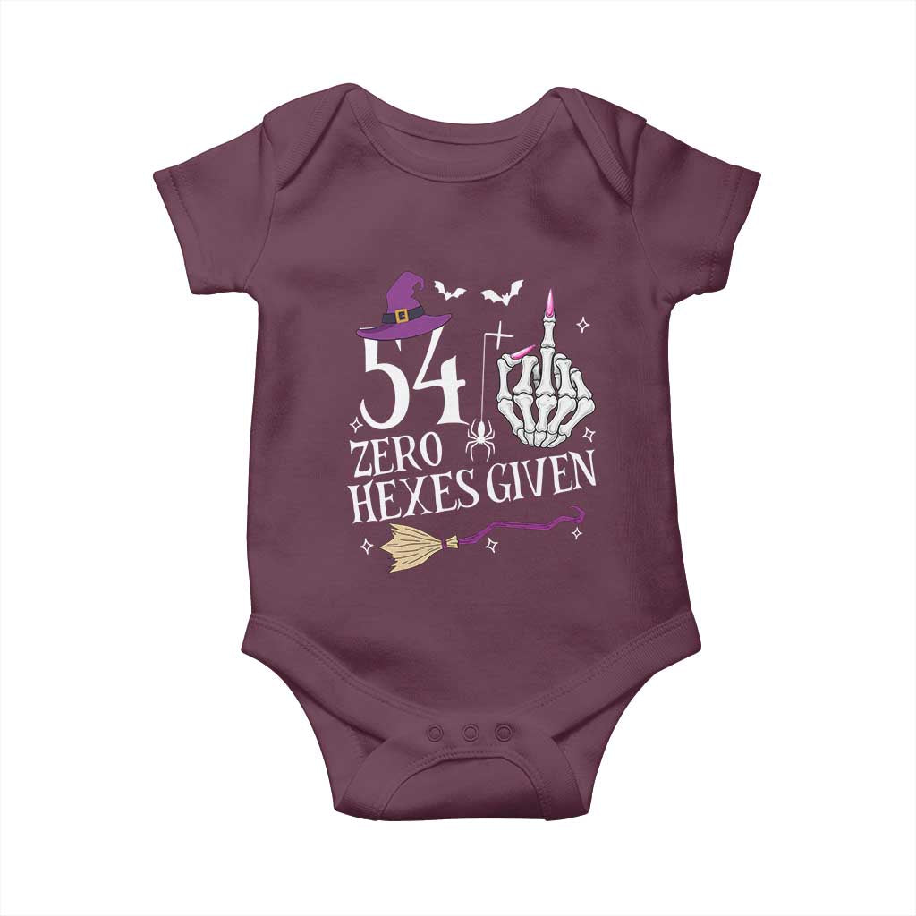 55th Birthday Halloween Baby Onesie 54 Plus Middle Finger Zero Hexes Given Gift For Women TS14 Maroon Print Your Wear