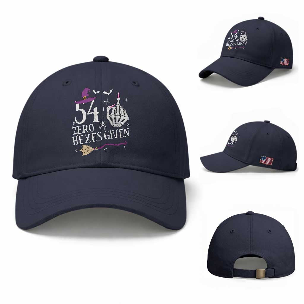 55th Birthday Halloween Baseball Cap 54 Plus Middle Finger Zero Hexes Given Gift For Women TS14 Baseball Cap Universal Fit Navy Print Your Wear