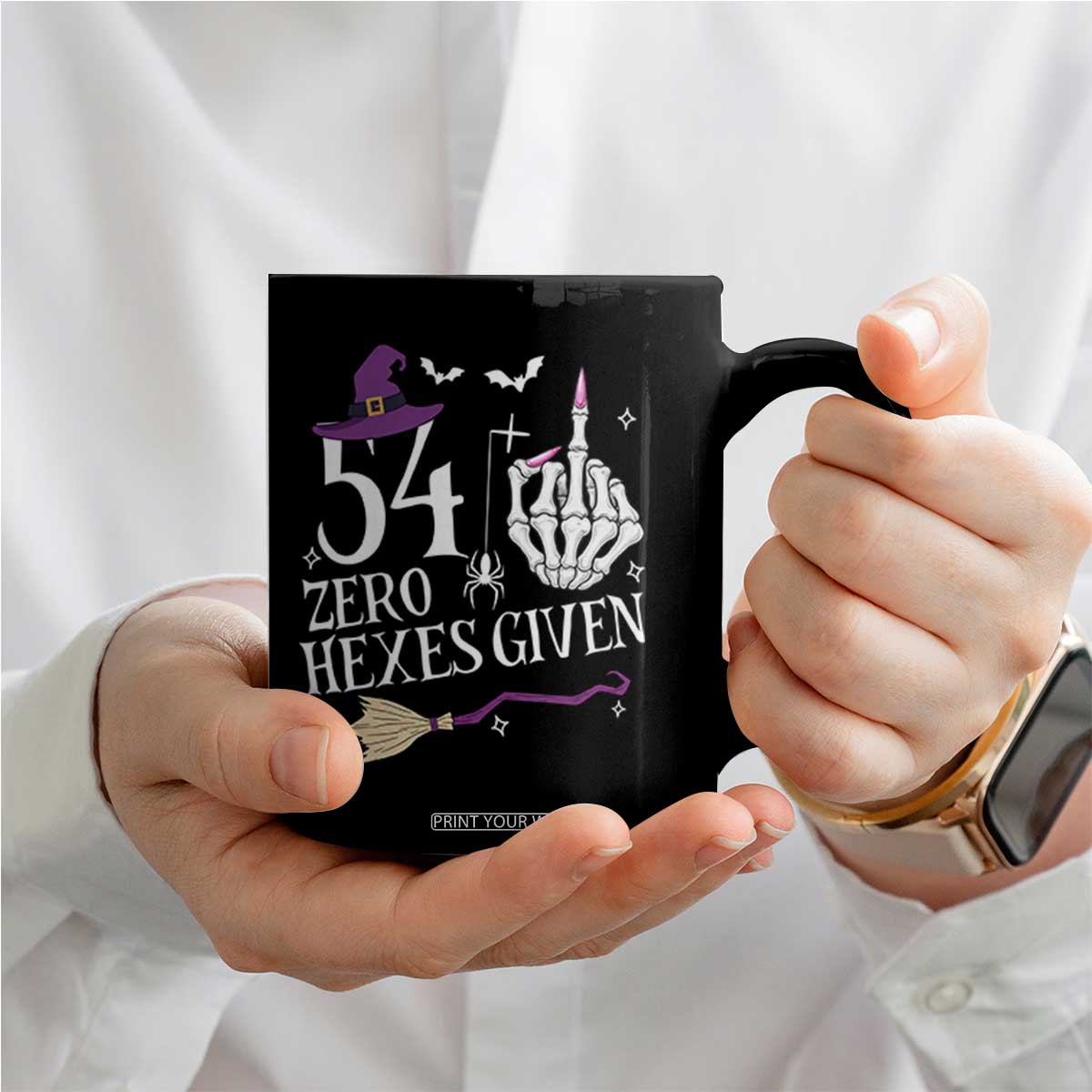 55th Birthday Halloween Coffee Mug 54 Plus Middle Finger Zero Hexes Given Gift For Women TS14 Print Your Wear