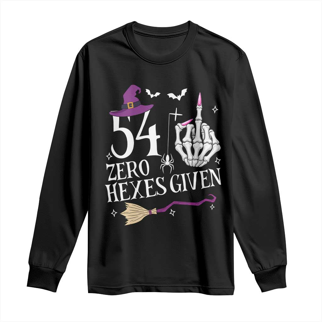 55th Birthday Halloween Long Sleeve Shirt 54 Plus Middle Finger Zero Hexes Given Gift For Women TS14 Black Print Your Wear
