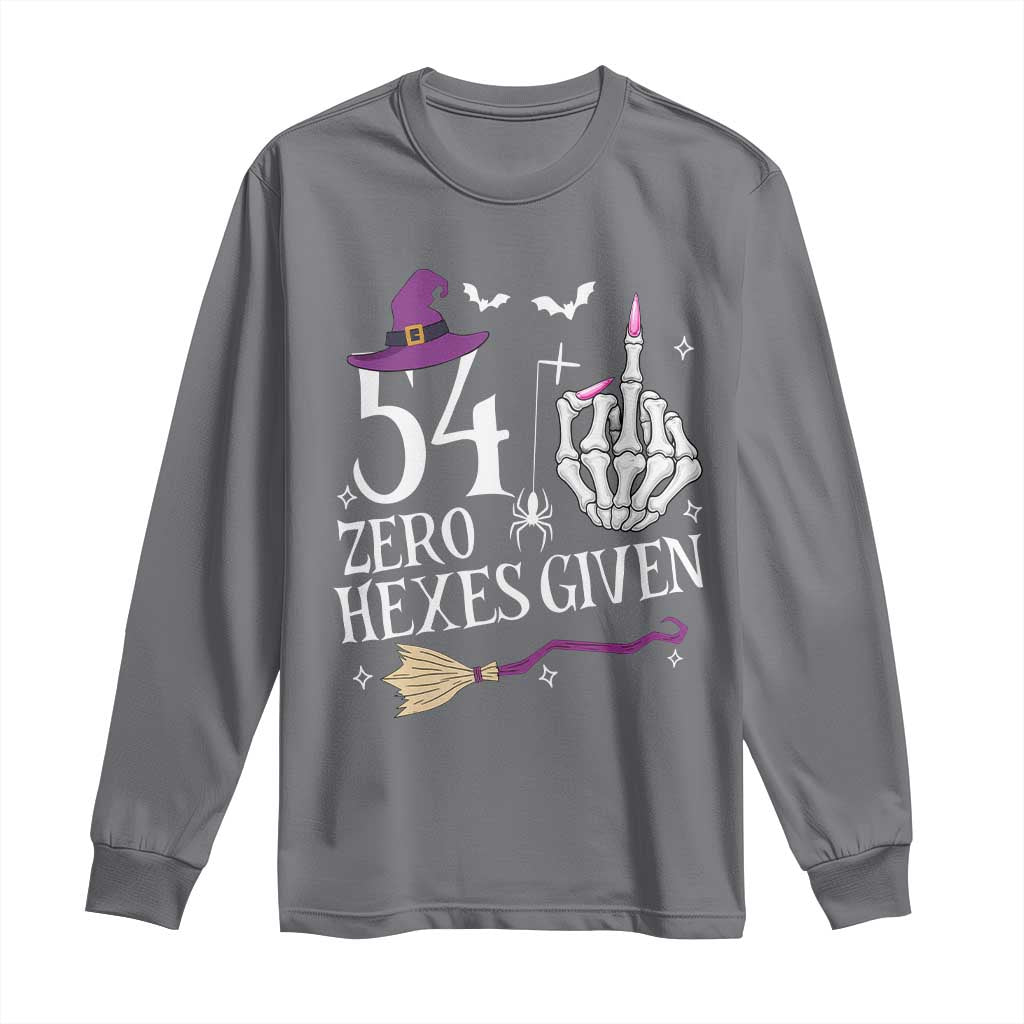 55th Birthday Halloween Long Sleeve Shirt 54 Plus Middle Finger Zero Hexes Given Gift For Women TS14 Charcoal Print Your Wear