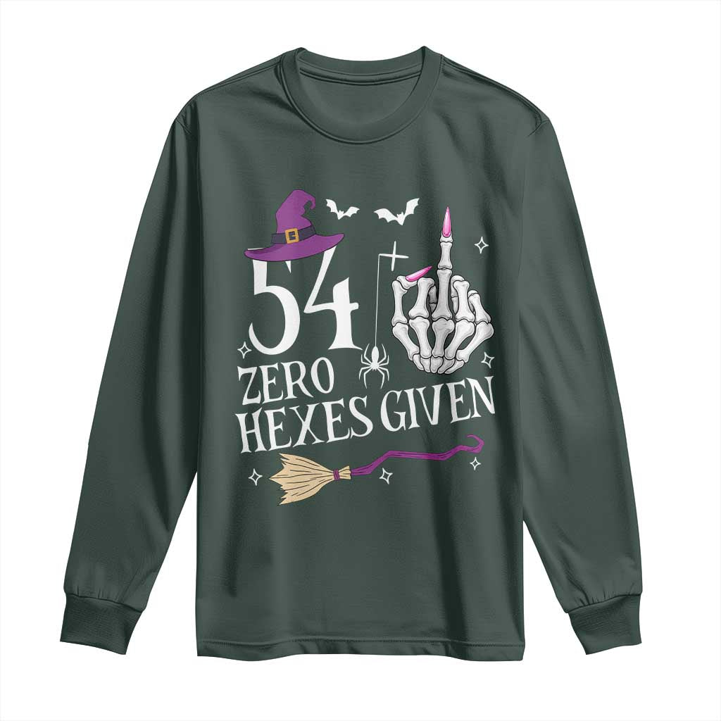 55th Birthday Halloween Long Sleeve Shirt 54 Plus Middle Finger Zero Hexes Given Gift For Women TS14 Dark Forest Green Print Your Wear