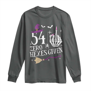 55th Birthday Halloween Long Sleeve Shirt 54 Plus Middle Finger Zero Hexes Given Gift For Women TS14 Dark Heather Print Your Wear
