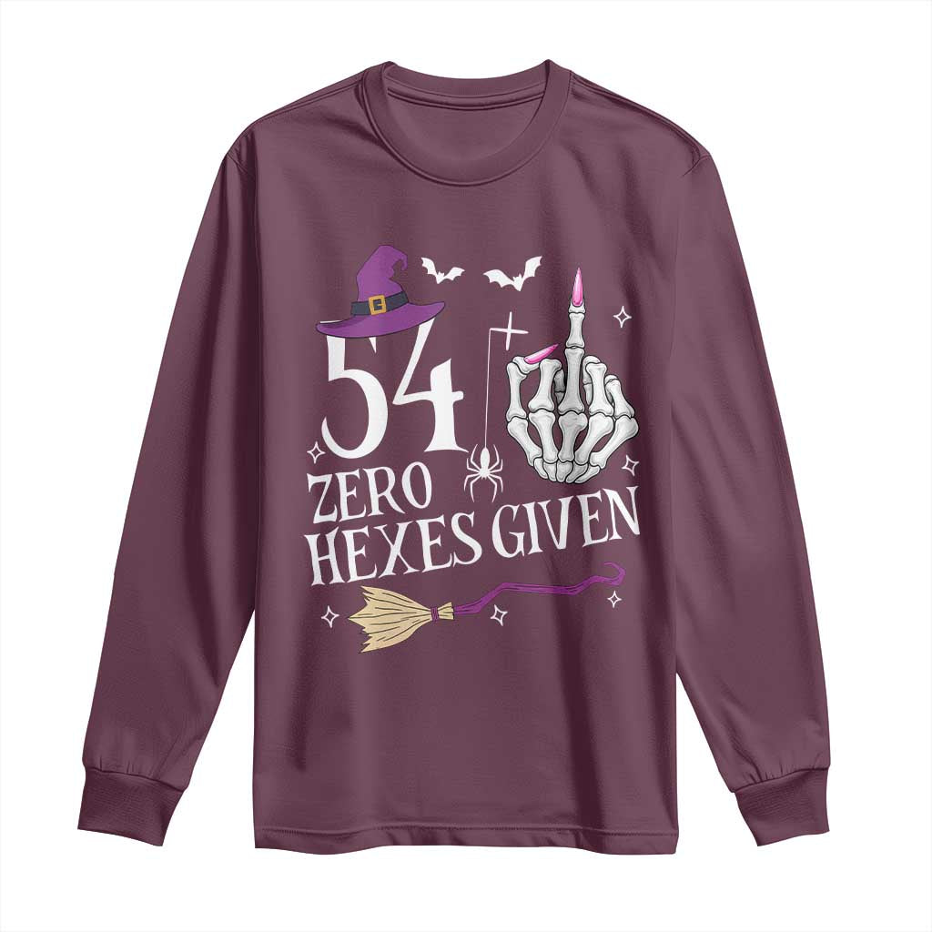 55th Birthday Halloween Long Sleeve Shirt 54 Plus Middle Finger Zero Hexes Given Gift For Women TS14 Maroon Print Your Wear