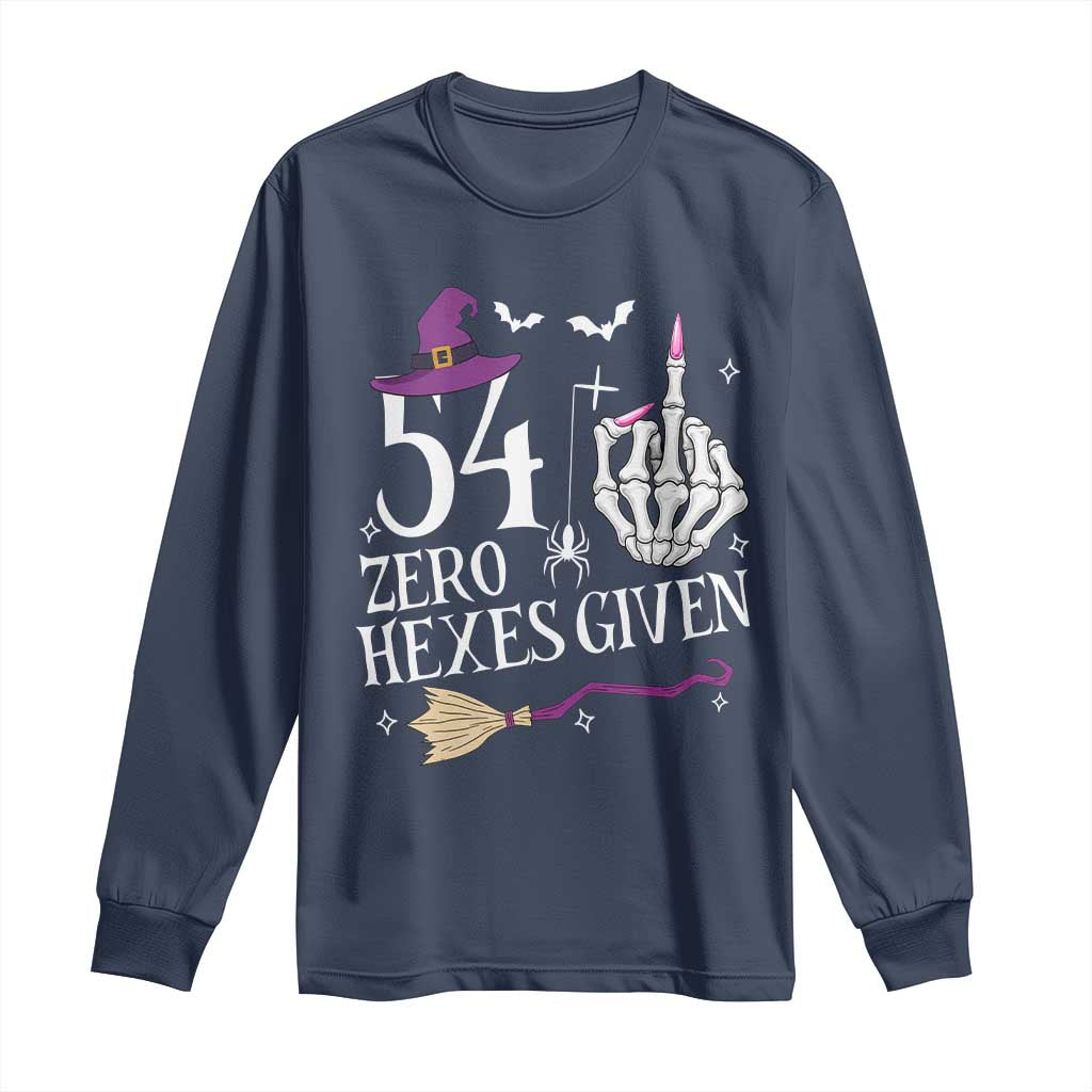 55th Birthday Halloween Long Sleeve Shirt 54 Plus Middle Finger Zero Hexes Given Gift For Women TS14 Navy Print Your Wear
