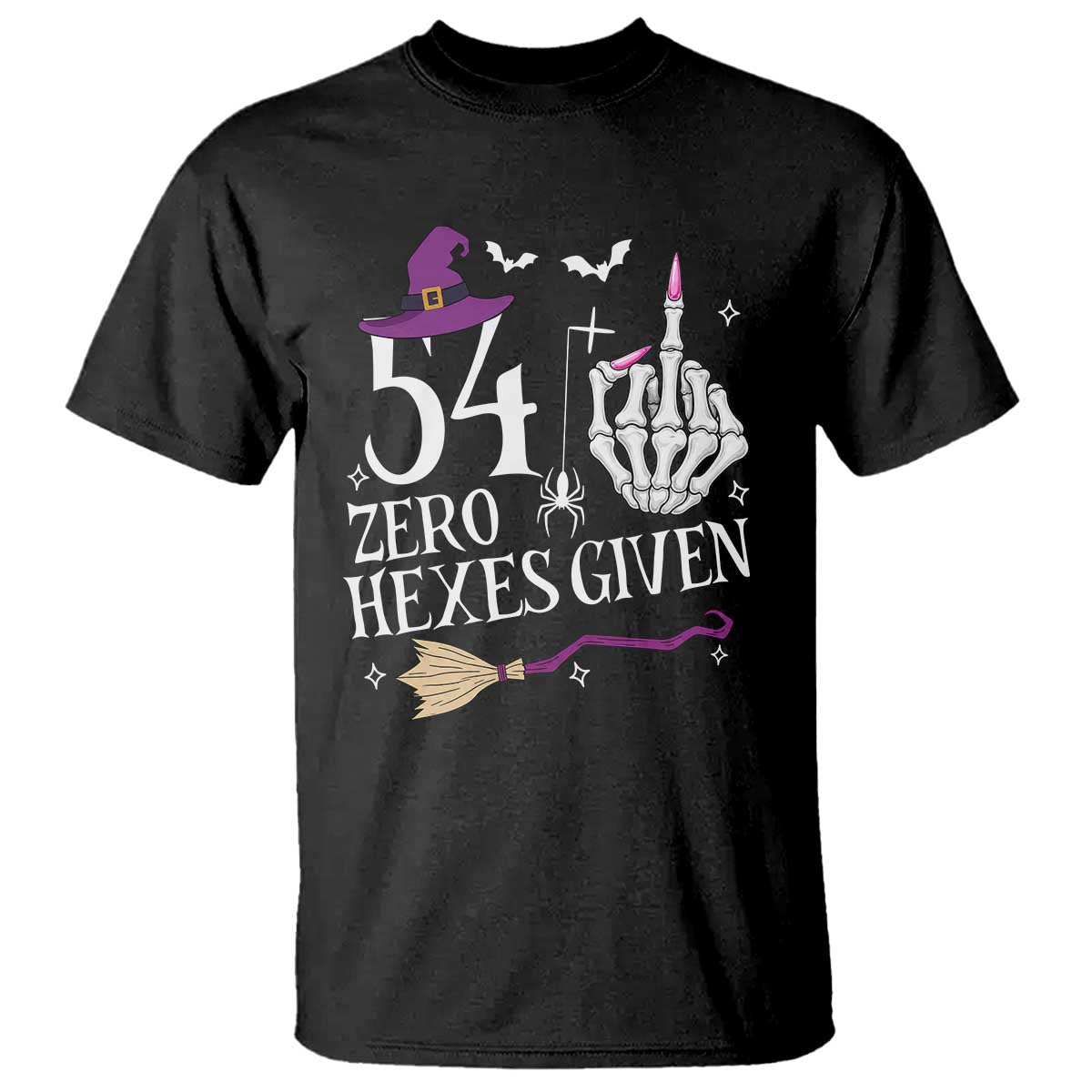 55th Birthday Halloween T Shirt 54 Plus Middle Finger Zero Hexes Given Gift For Women TS14 Black Print Your Wear