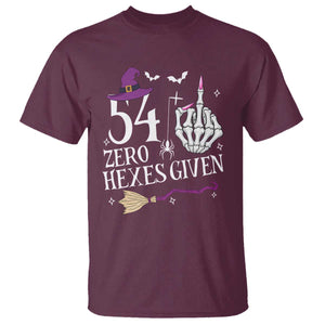 55th Birthday Halloween T Shirt 54 Plus Middle Finger Zero Hexes Given Gift For Women TS14 Maroon Print Your Wear