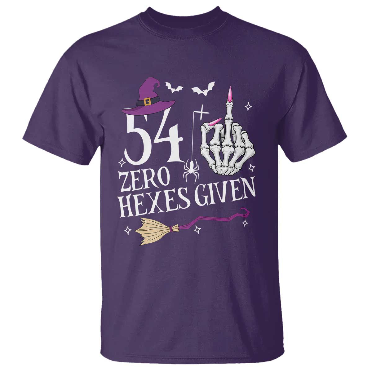 55th Birthday Halloween T Shirt 54 Plus Middle Finger Zero Hexes Given Gift For Women TS14 Purple Print Your Wear